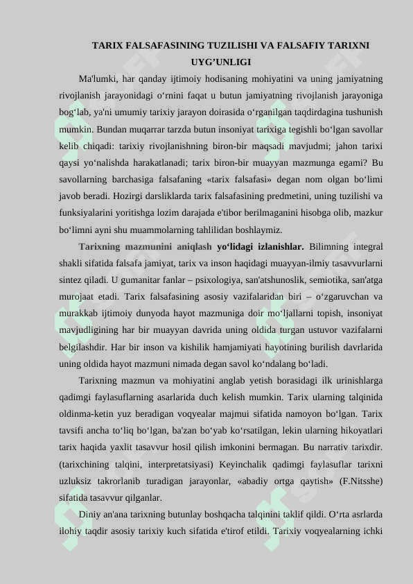 TARIX FALSAFASI VA FALSAFA TARIXI UYG'UNLIGI 2