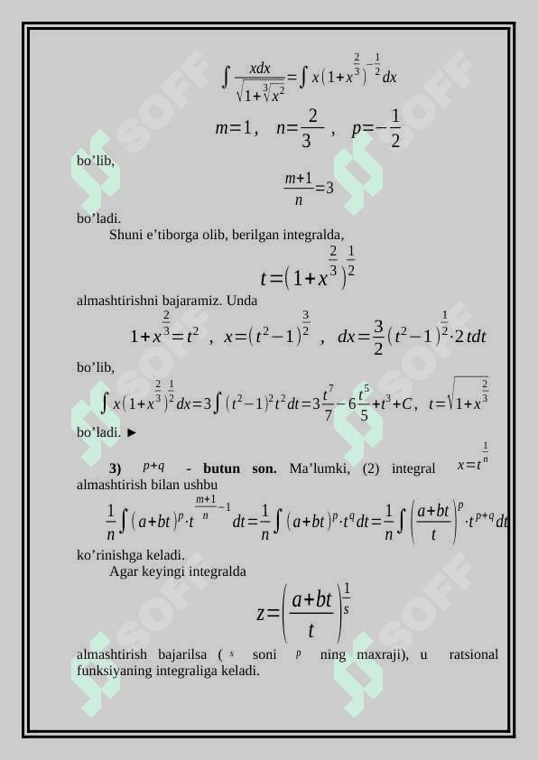 Binomial differensialni integrallash. 4