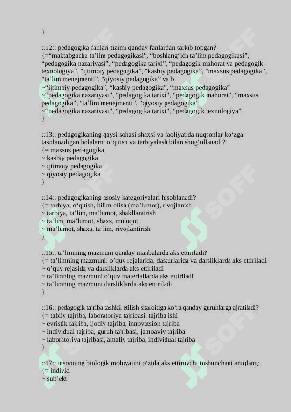 Inklyuziv ta'lim. Gospital pedagogikadan test javobi bilan 3