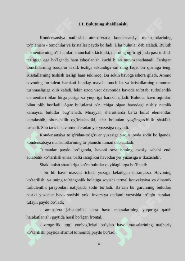 Bulutlarning hosil bo'lishi 6