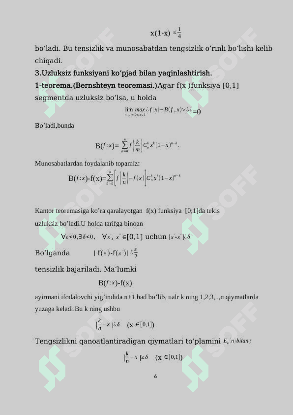 Uzluksiz funksiyani ko`p had bilan yaqinlashtrish.docx 6