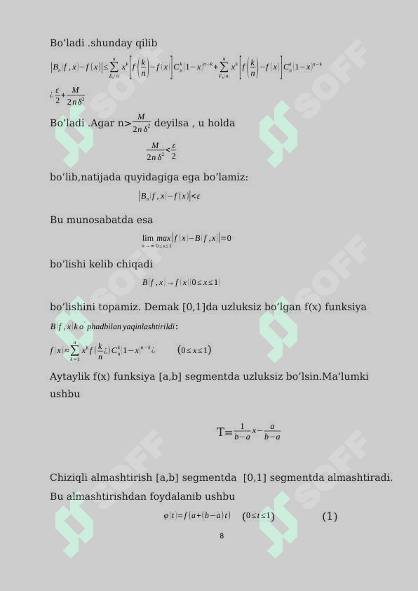 Uzluksiz funksiyani ko`p had bilan yaqinlashtrish.docx 8