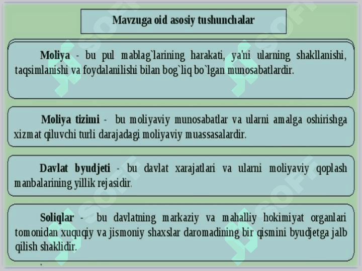 Moliyani boshqarishning mohiyati,zarurligi va ahamiyati 2