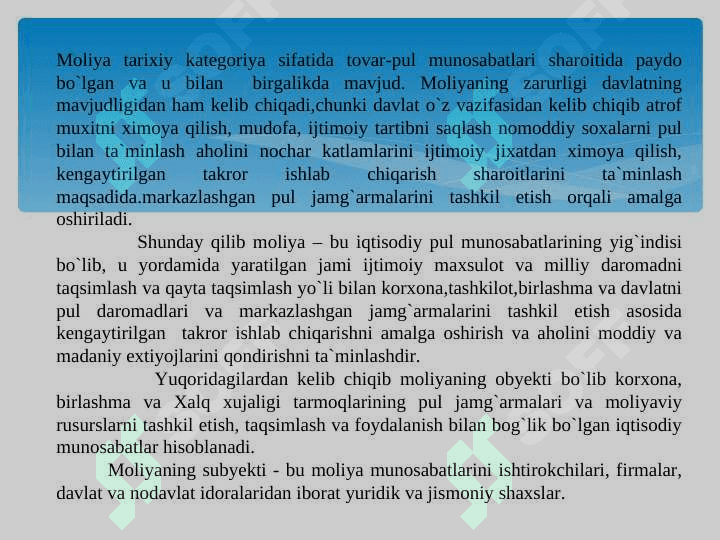 Moliyani boshqarishning mohiyati,zarurligi va ahamiyati 4