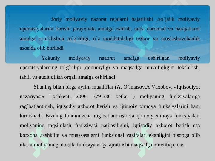Moliyani boshqarishning mohiyati,zarurligi va ahamiyati 8