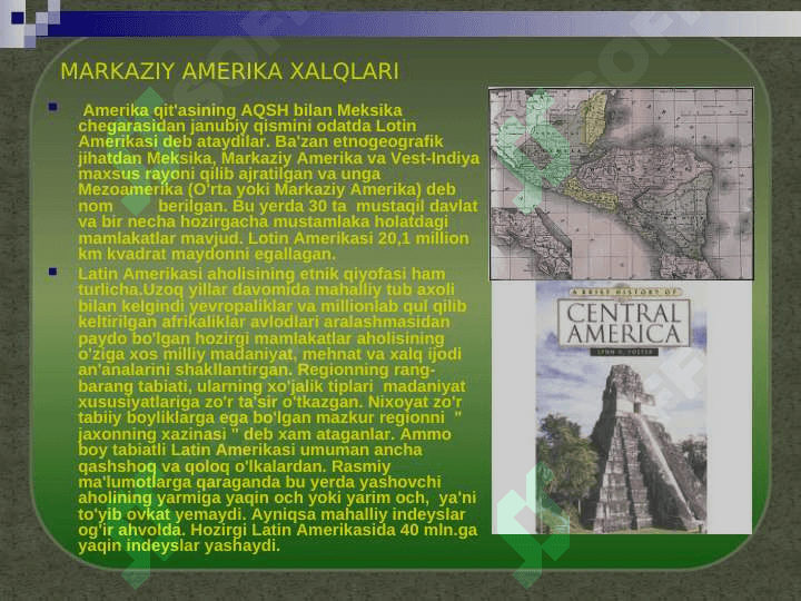 Shimoliy Amaerika   	xalqlari moddiy madaniyati 6