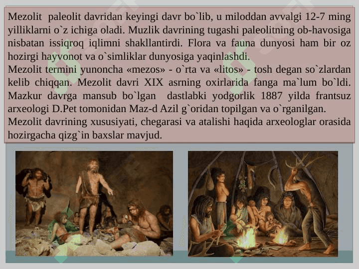 Mezolit, davri lokal madaniyatlari. 2