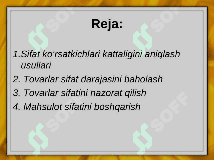 Mahsulot sifati va uni boshqarish 2