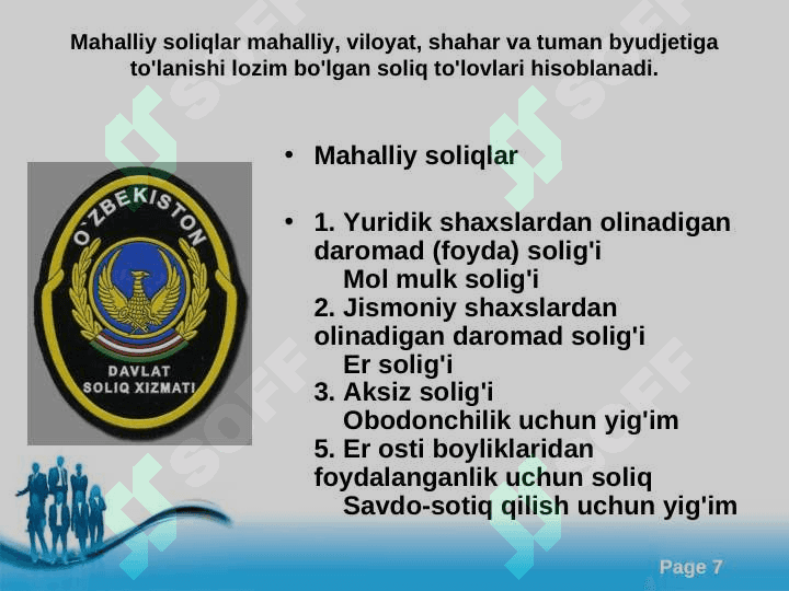 Mahalliy soliqlar va yig`imlar 7