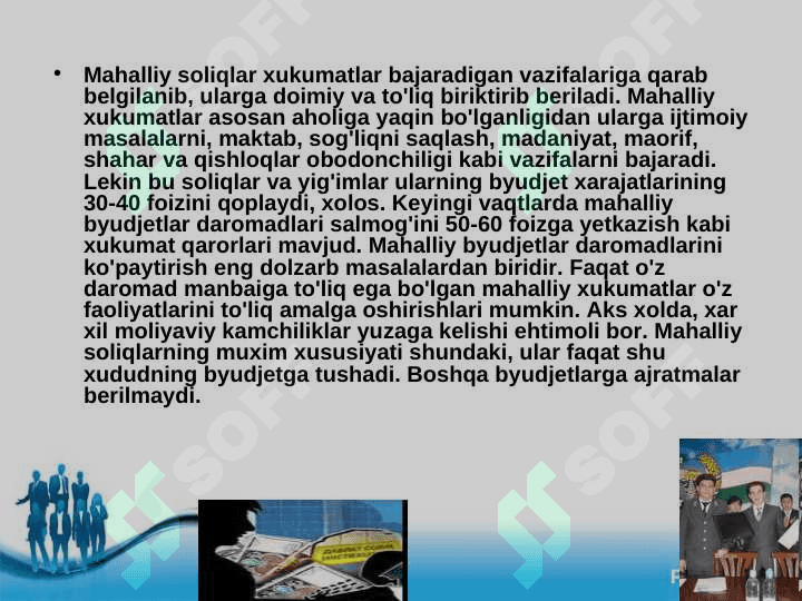 Mahalliy soliqlar va yig`imlar 8