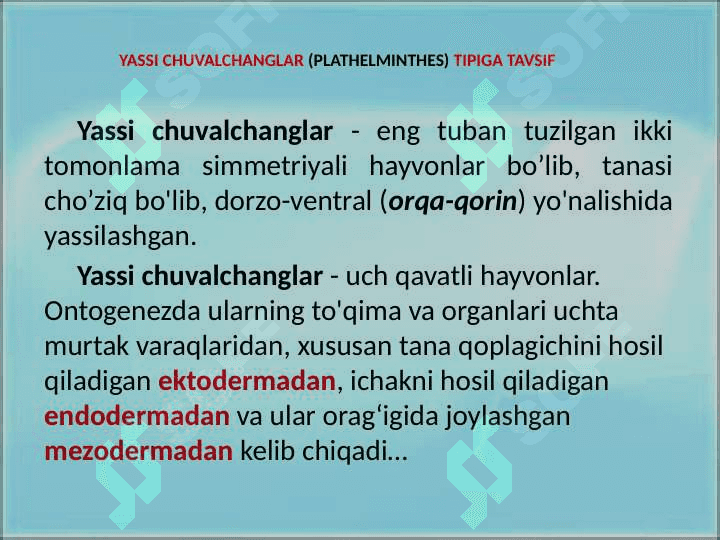 YASSI CHUVALCHANGLAR TIPI.KIPRIKLI CHUVALCHANGLAR SINFI 2