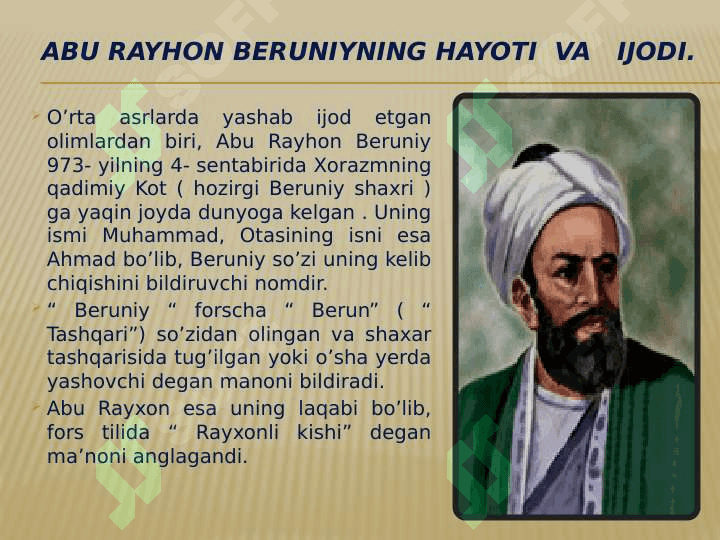 Abu rayhon beruniyning etnologiyaga qo'shgan hissasi 3