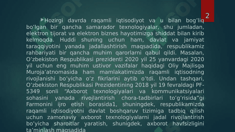 O’ZBEKISTON IQTISODIYOTIDA RAQAMLI INQILOBNING BOSHLANISHI 2