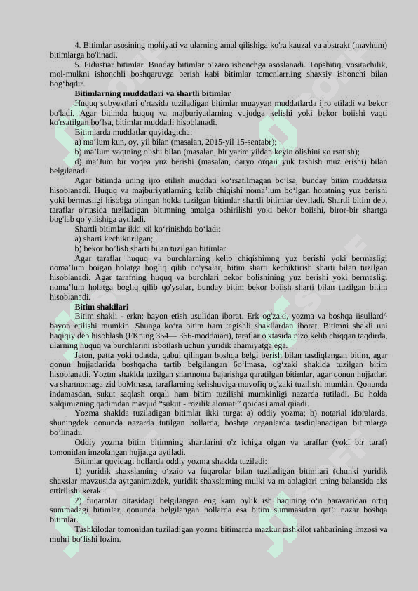 BITIMLAR. VAKILLIK VA ISHONCHNOMA 2