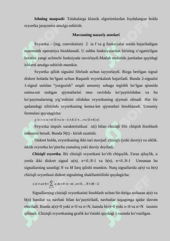 Matlab paketida signallarga raqamli ishlov berish 2