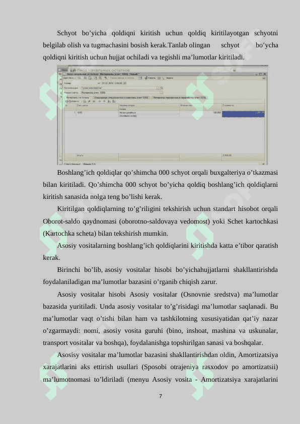 Boshlang’ich qoldiqlarni kiritish 7