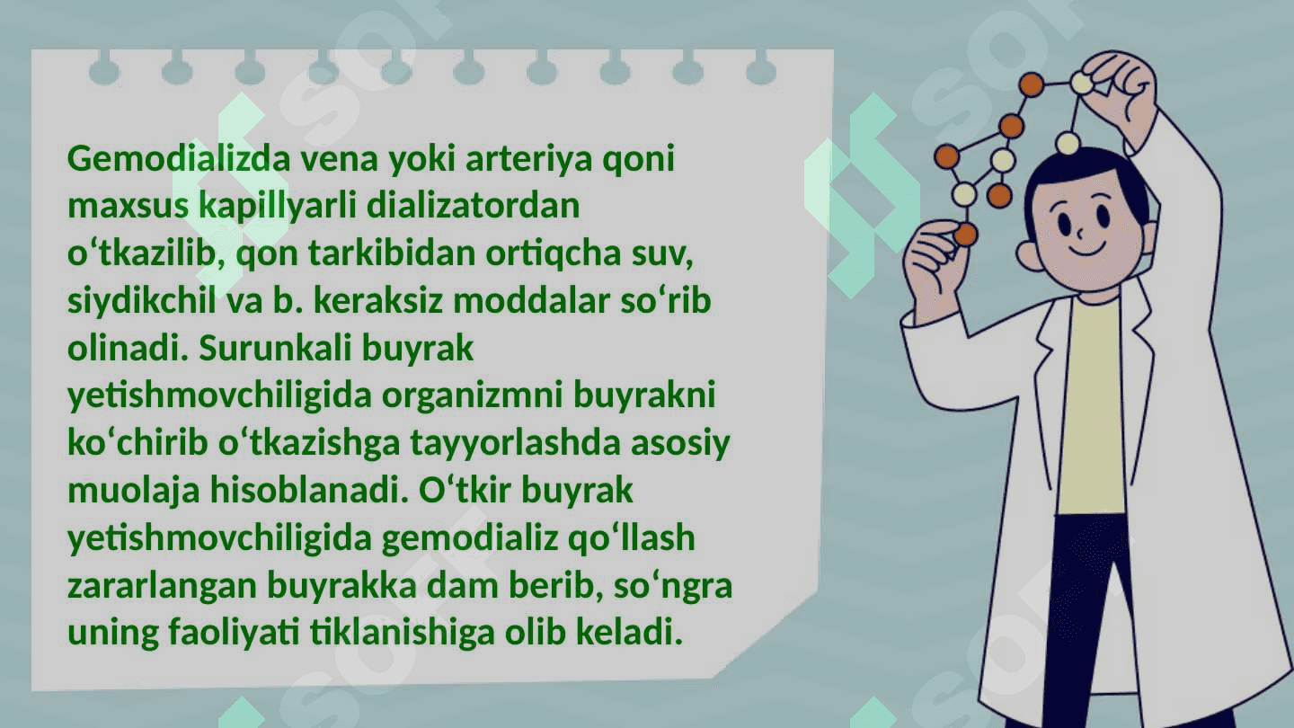 Gemodializni o'tkazishda  kimyoning ahamiyati 3