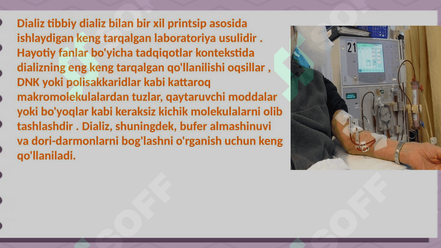 Gemodializni o'tkazishda  kimyoning ahamiyati 5