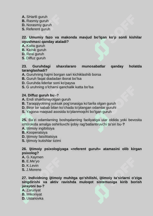 Ijtimoiy psixologiyadan 100ta test yakuniy 4
