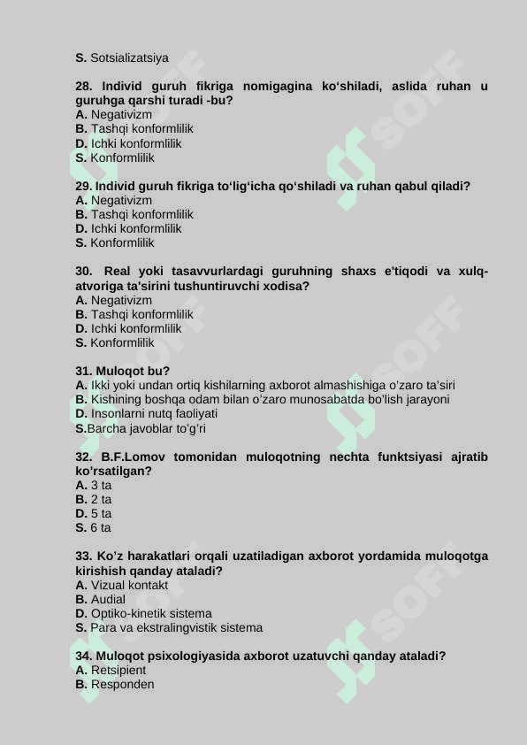 Ijtimoiy psixologiyadan 100ta test yakuniy 5