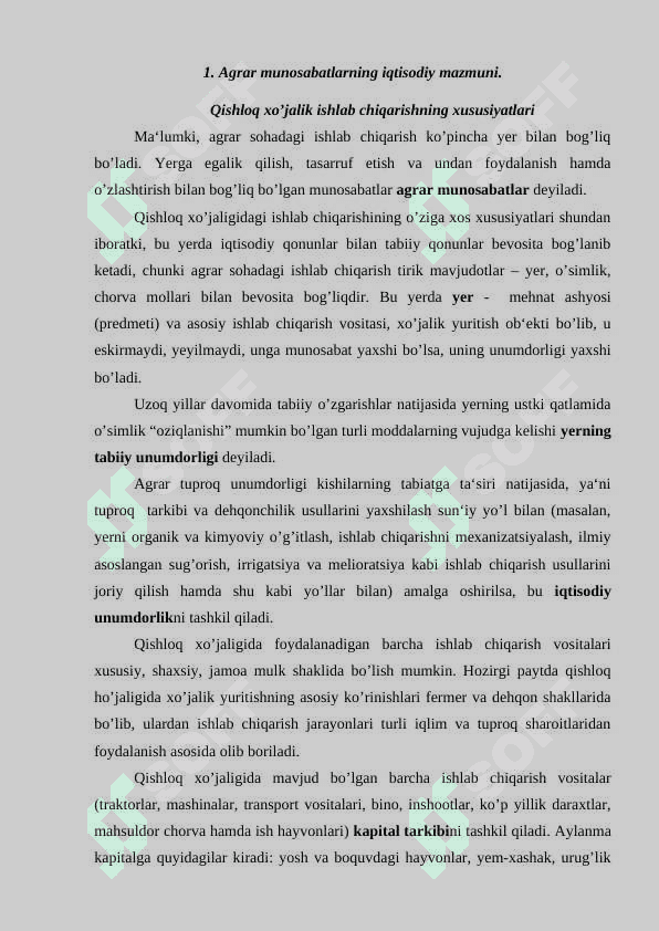 AGRAR MUNOSABATLARNING IQTISODIY MAZMUNI 2