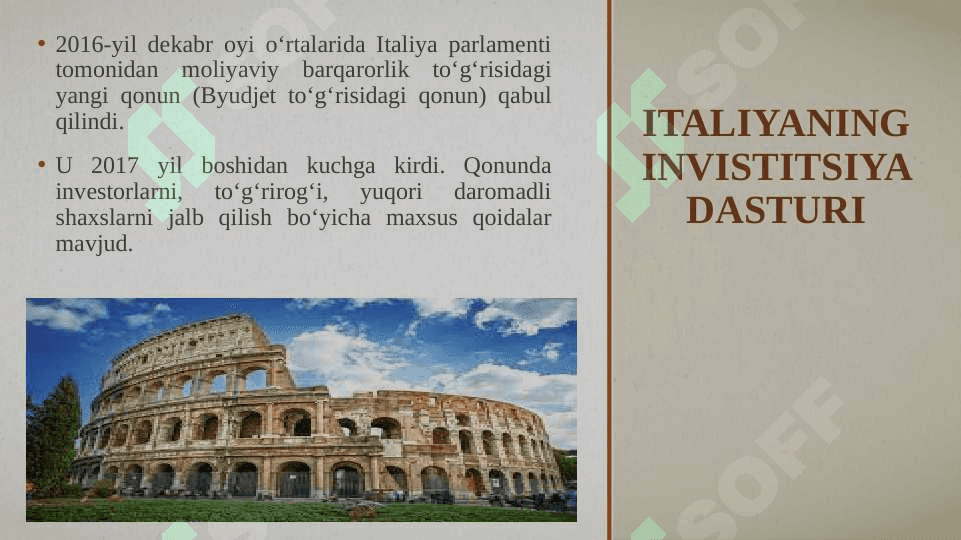 Italiya va o’zbekistonning invistitsiya siyosati 3