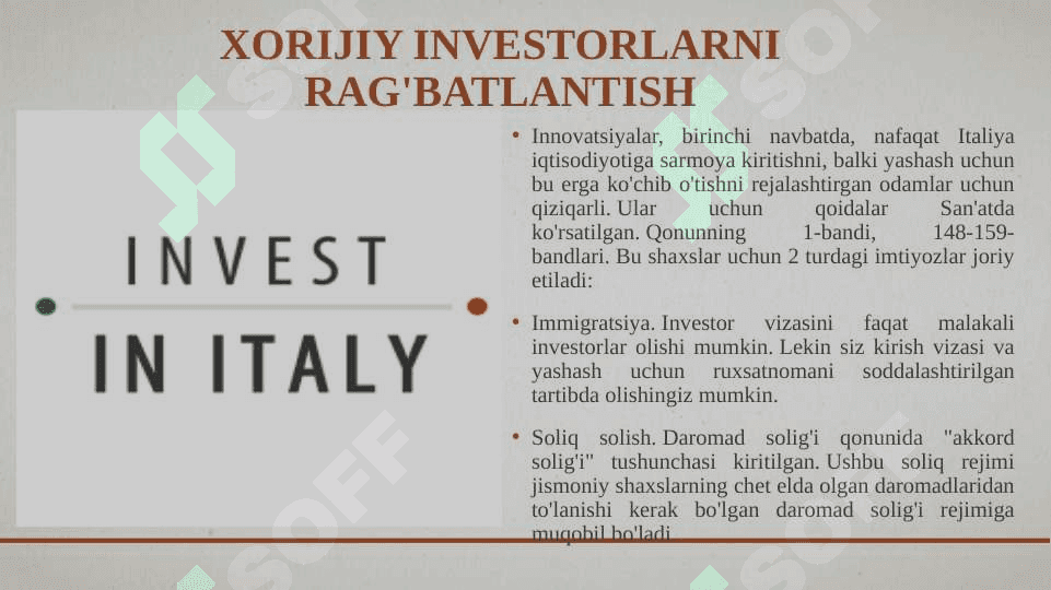 Italiya va o’zbekistonning invistitsiya siyosati 4