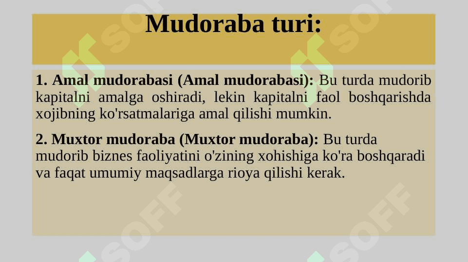 Islom moliyasida mudoraba sherikchiligi 6