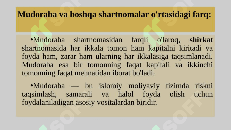 Islom moliyasida mudoraba sherikchiligi 8