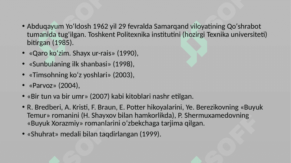 ABDUQAYUM YO’LDOSHEV“PUANKARE” ASARI TAASSUROTLARI 2