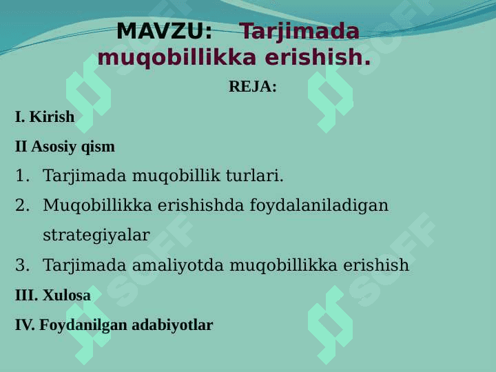 “TARJIMA MUQOBILLIKA ERISHISH” 2