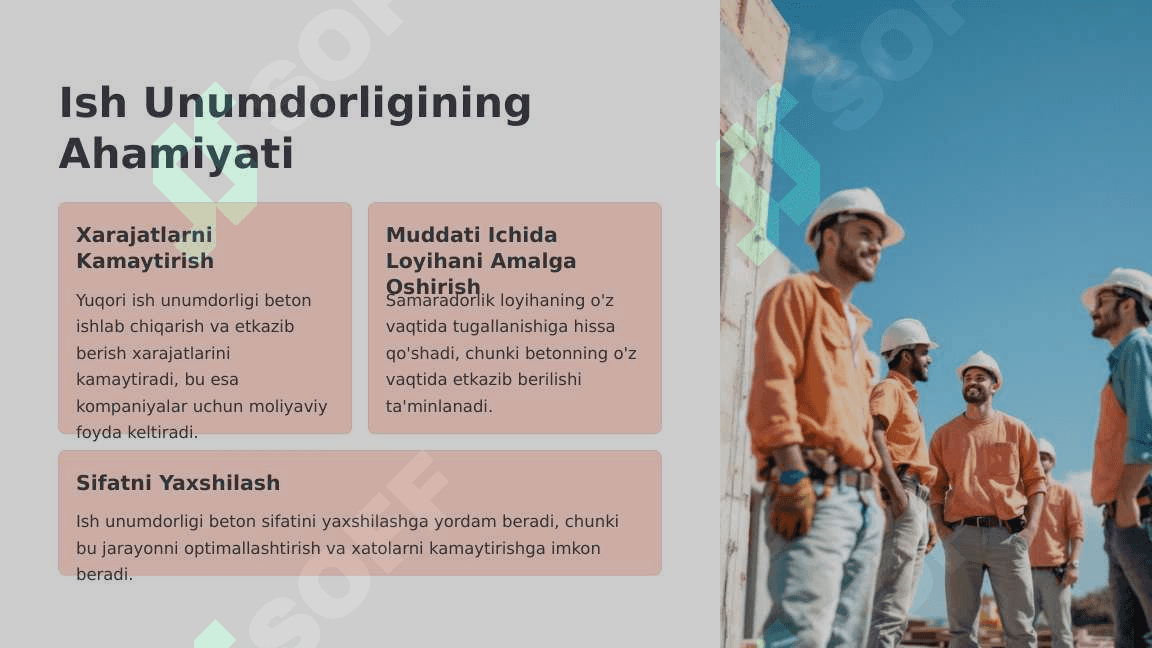 Beton Zavodlari va Qorgichlar Ish Unumdorligini Aniqlash 2