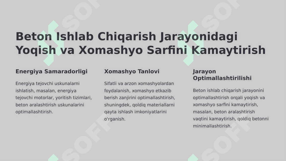 Beton Zavodlari va Qorgichlar Ish Unumdorligini Aniqlash 4