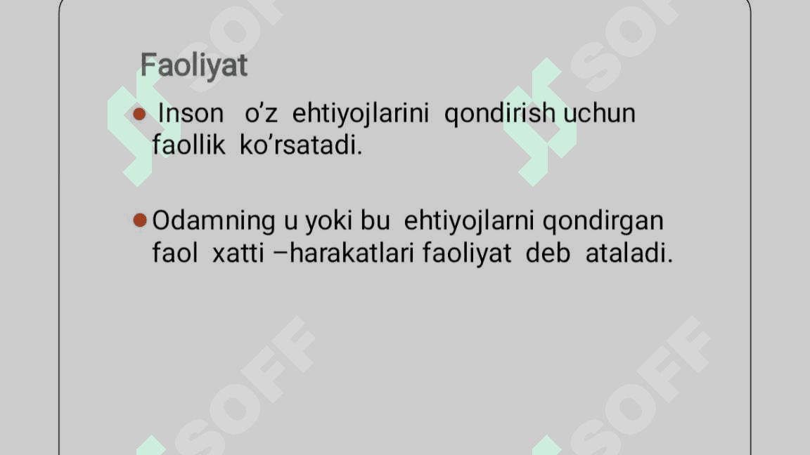 Faoliyatning oʻzlashtirilishi va malakalarni egallash 4