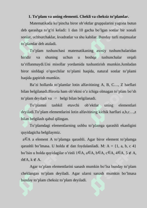 To‘plamning xarakterestik xususiyatlari 3
