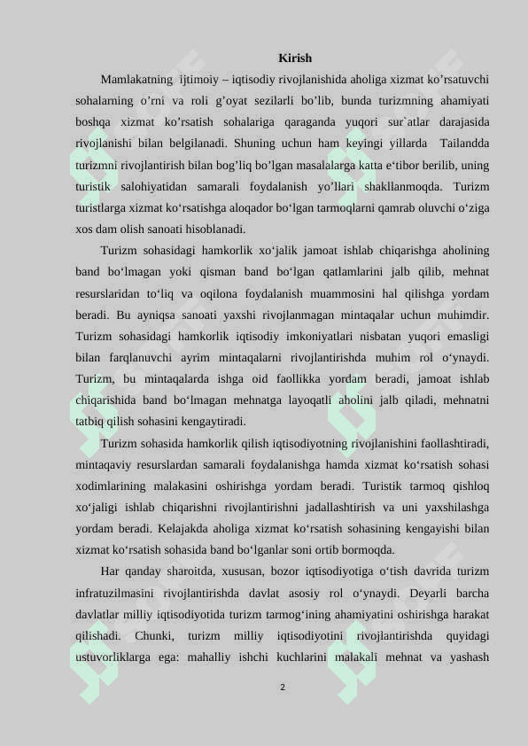 TAILAND DAVLATI TURIZMINING DINAMIKASI 2