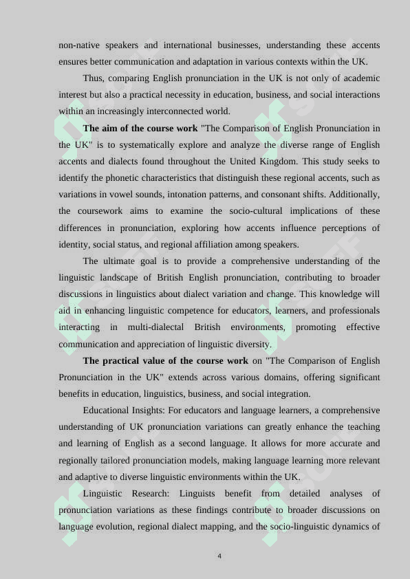 The comparison of English pronunciation in the UK 4