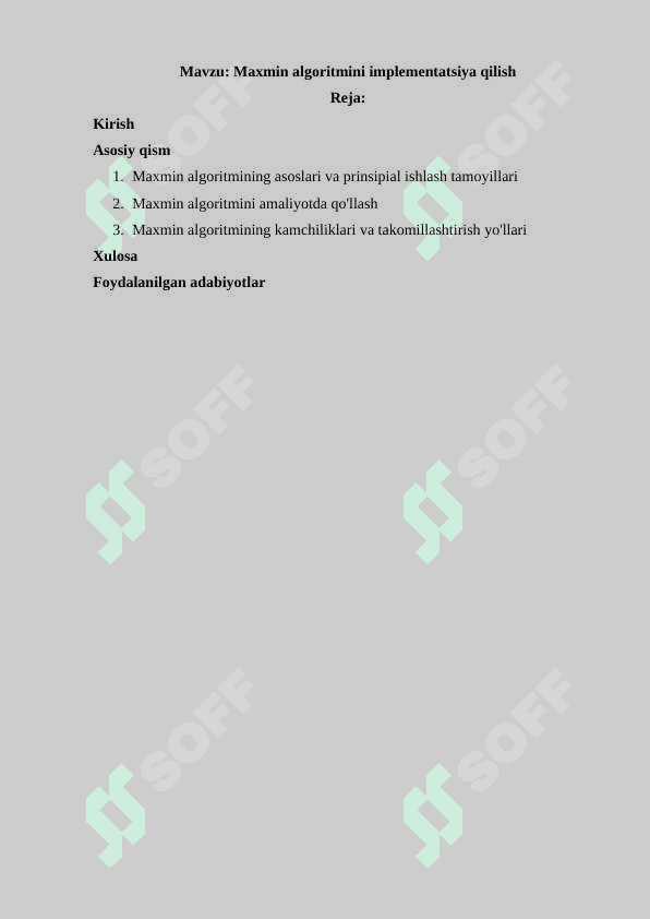 Maxmin algoritmini implementatsiya qilish 2