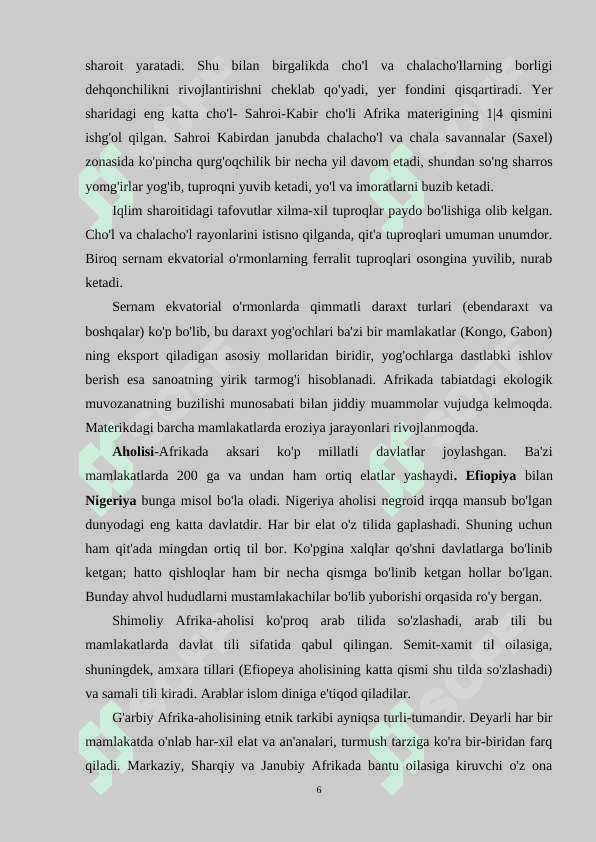 AFRIKA MAMLAKATLARI 6