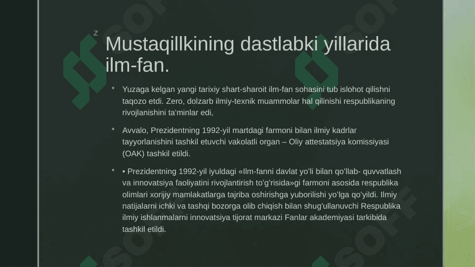 Mustaqillik yillarida ilm-fanning rivojlanishi 3