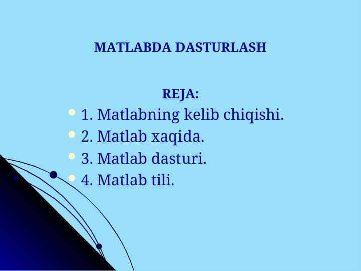 MATLABDA DASTURLASH
