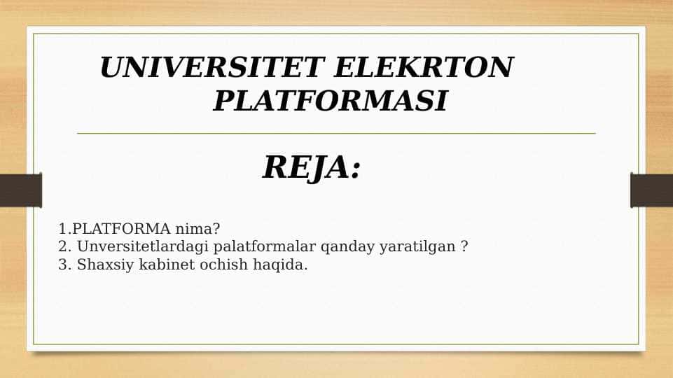 UNIVERSITET ELEKRTON PLATFORMASI