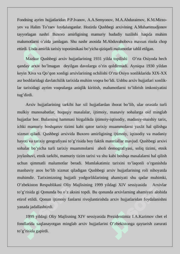Qo’shbegi arxiv hujjatlarining Buxoro  tarixi va o’rganilishi 3