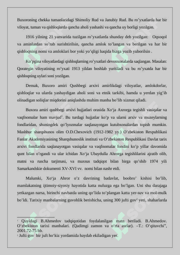 Qo’shbegi arxiv hujjatlarining Buxoro  tarixi va o’rganilishi 8