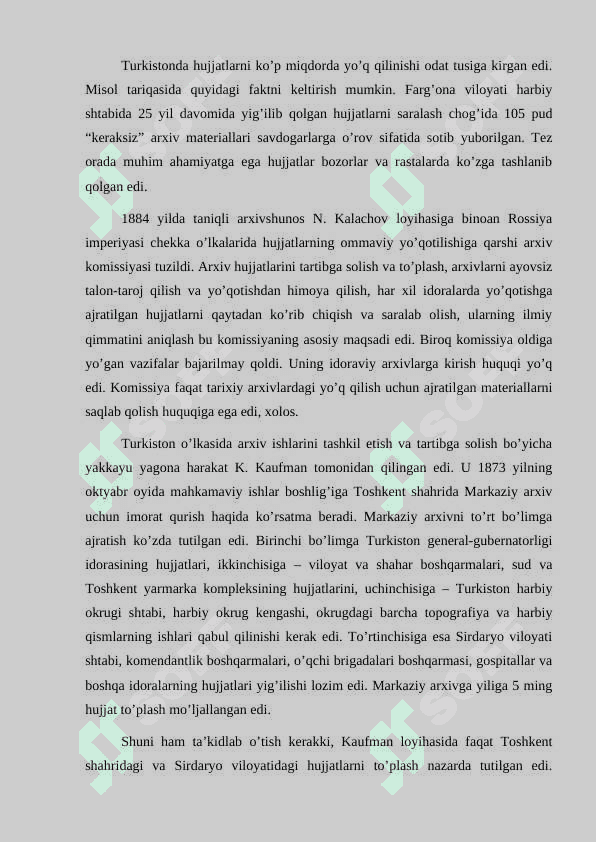 Chor Rossiyasi mustamlakachiligi davrida Turkistonda arxiv ishi 3