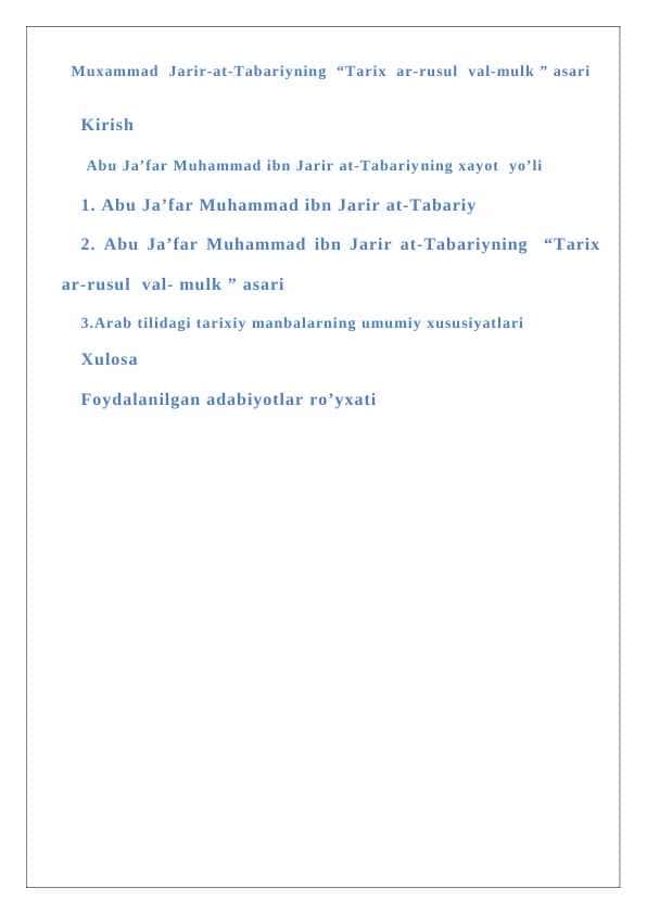 Muxammad  Jarir-at-Tabariyning  “Tarix” asari