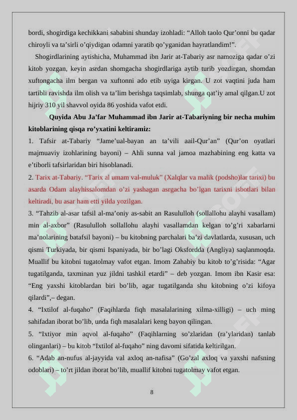 Muxammad  Jarir-at-Tabariyning  “Tarix” asari 8