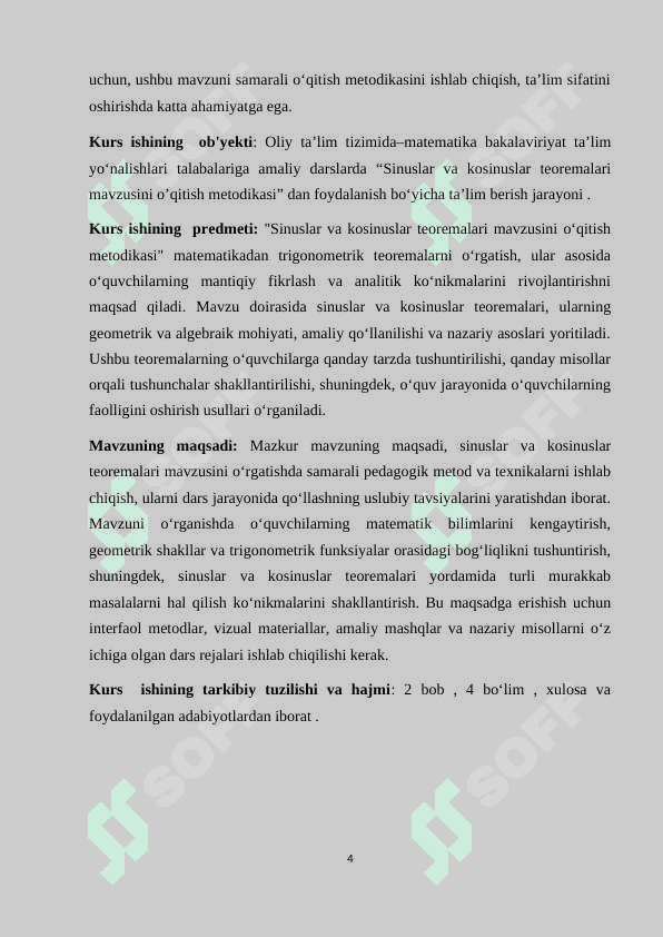 « Sinuslar va kosinuslar teoremalari mavzusini o’qitish metodikasi » 4