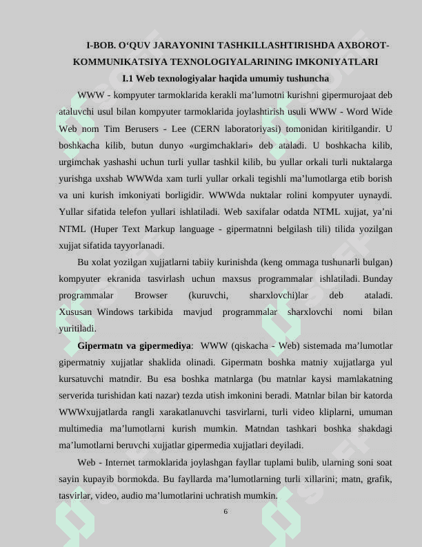 Web texnologiyalar va ulardan foydalanish metodikasi 6