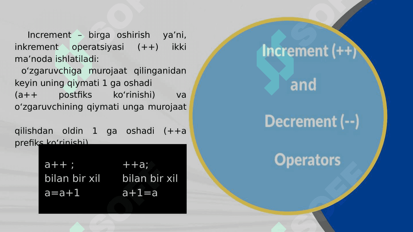 C++da inkerement va dekrement operatorlari 3